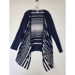 WOMEN'S CATHERINES BLUE AND WHITE CARDIGAN SWEATER PLUS SIZE 1X 18/20